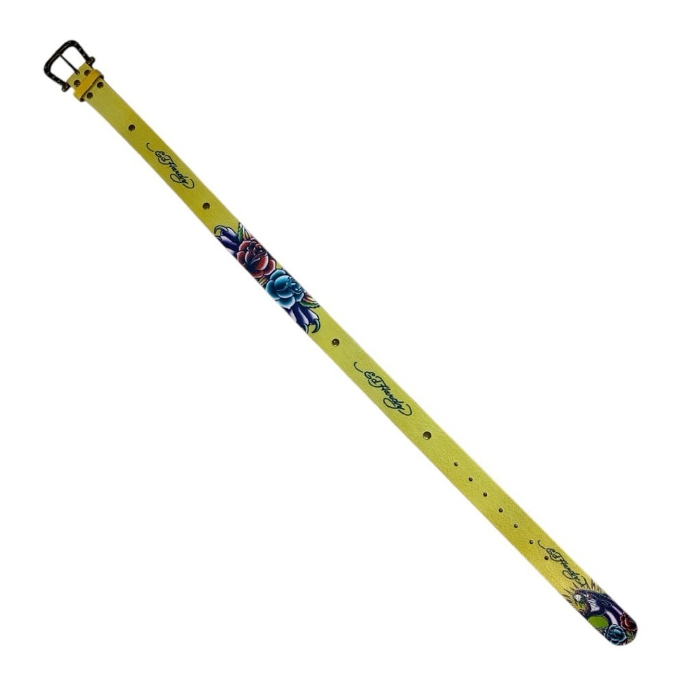 Ed Hardy Vibrant Yellow Belt with Blue Logo - Picture 6 of 6